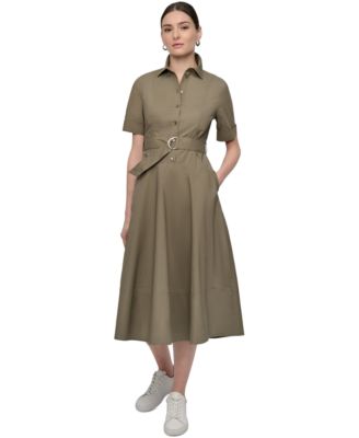DKNY Jeans - Women's Dropped Waist Button-Front Collared Dress