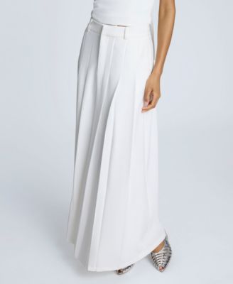 Women's Fly-Front Pleated Maxi Skirt