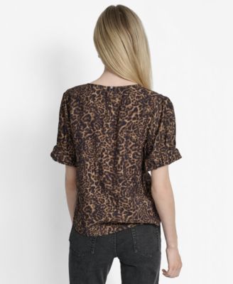 Women's Printed Voile Short-Sleeve Blouse