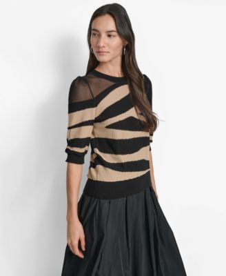 Women's Zebra-Print 3/4-Sleeve Sweater