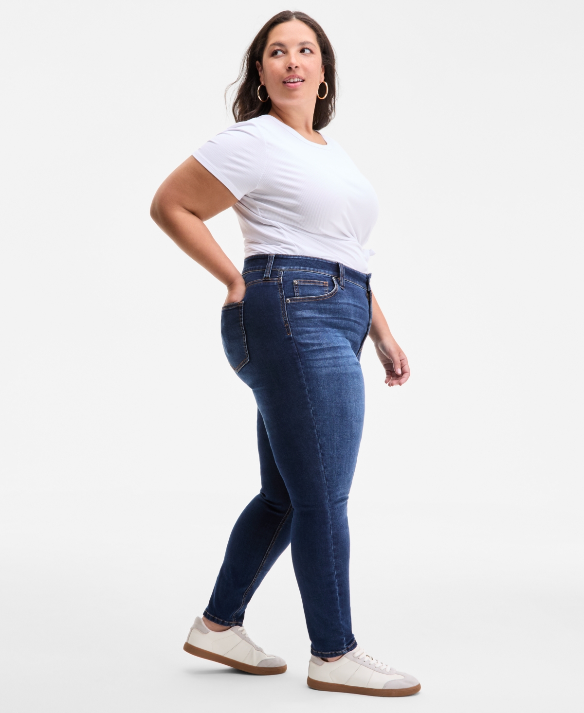 On 34th Trendy Plus Size High-rise Skinny Ankle Jeans, Exclusively At Macy's In Blue