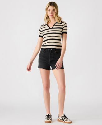 Women's Striped Short-Sleeve Sweater