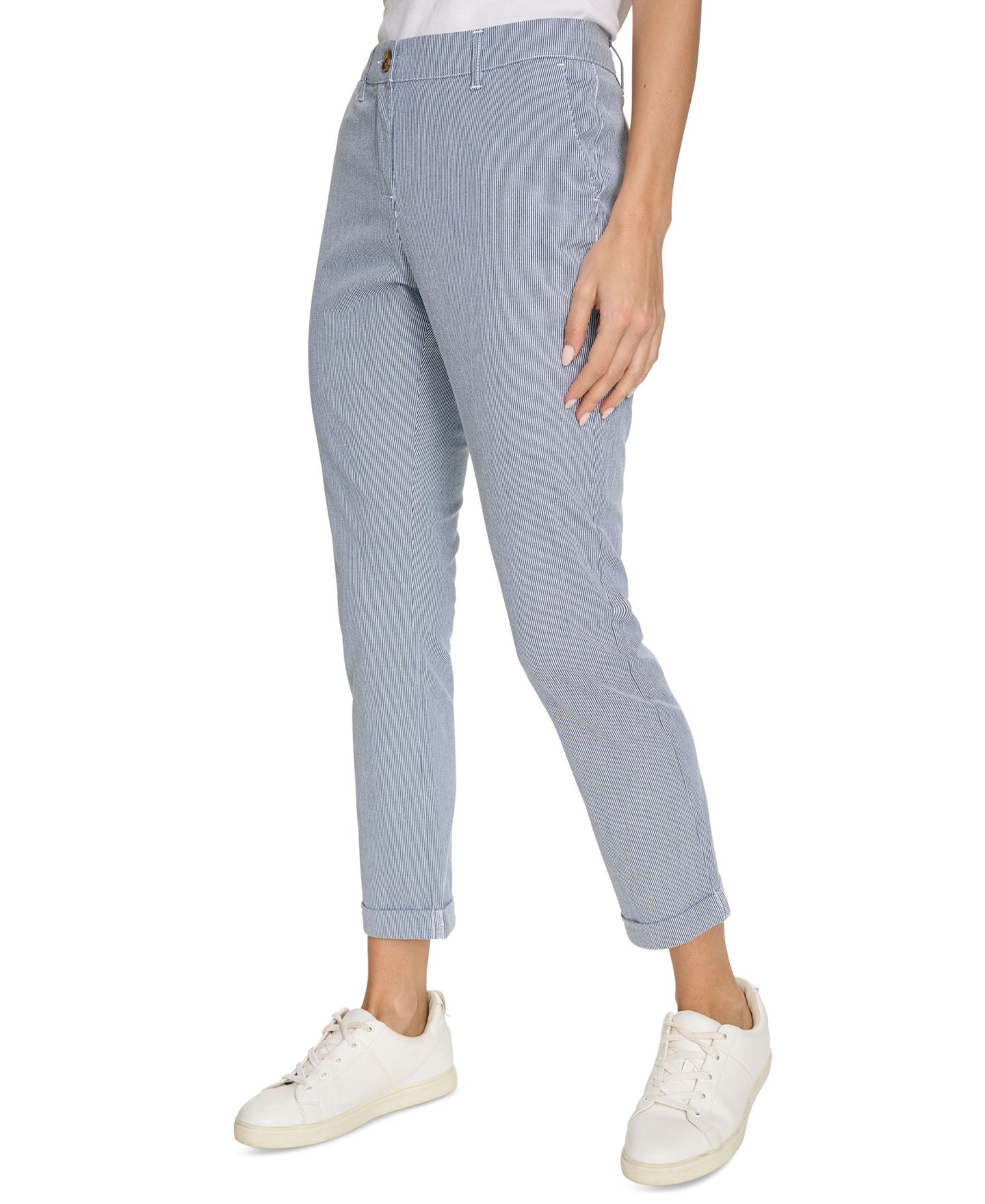 Женские брюки Nautica Montauk Chino Mid-Rise Straight-Leg, цвет: Синий / Белый — фото 3