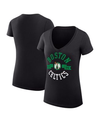G-III 4Her by Carl Banks - Women's Black Boston Celtics Large City Logo Fitted V-Neck T-Shirt