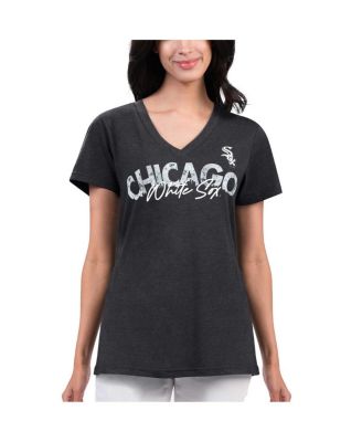 G-III 4Her by Carl Banks - Women's Black Chicago White Sox Key Move V-Neck T-Shirt