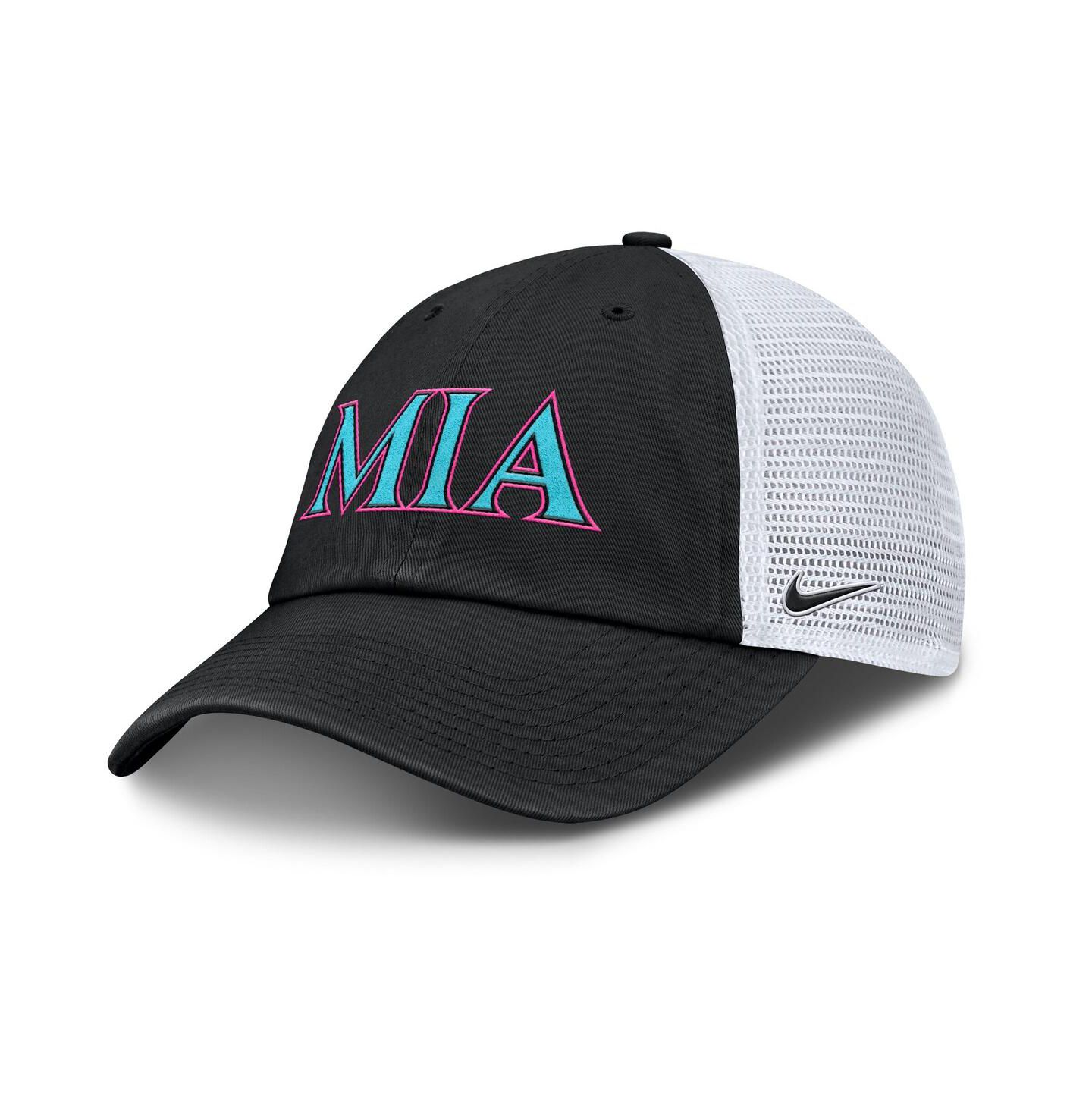 Кепка Nike Black/White Miami Marlins 2025 City Connect Trucker Adjustable Hat — фото 1