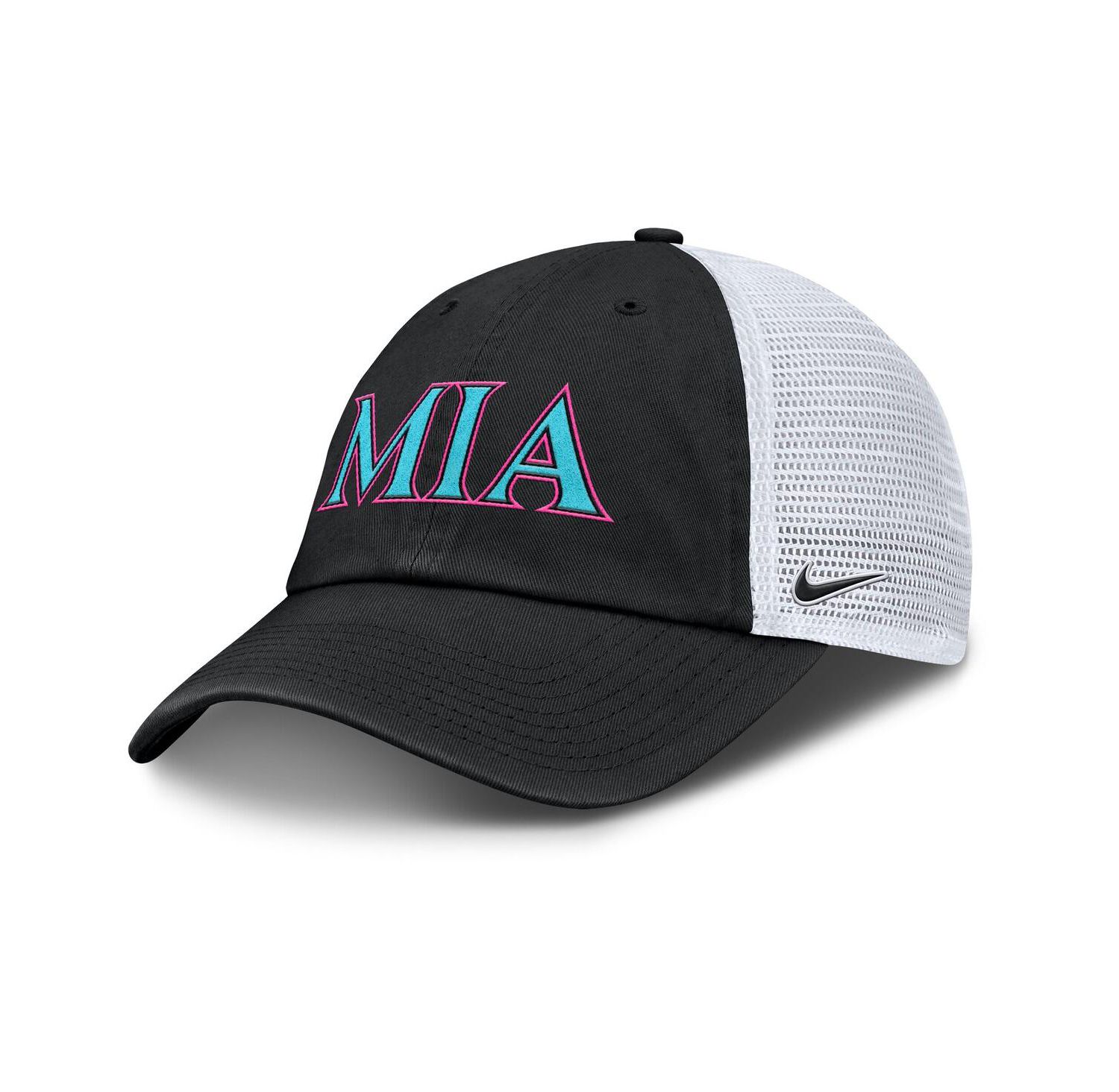 Men's and Women's Black/White Miami Marlins 2025 City Connect Trucker Adjustable Hat