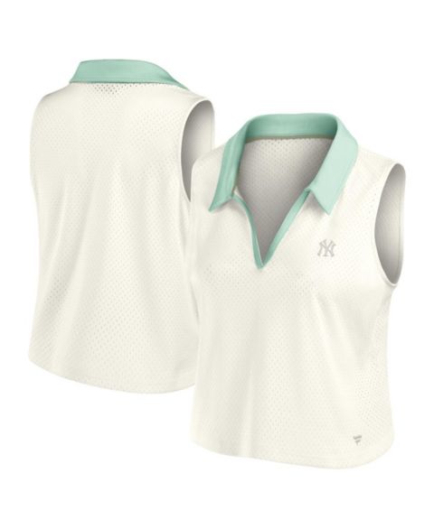 Женский топ Fanatics Cream New York Yankees Studio Wellness V-Neck