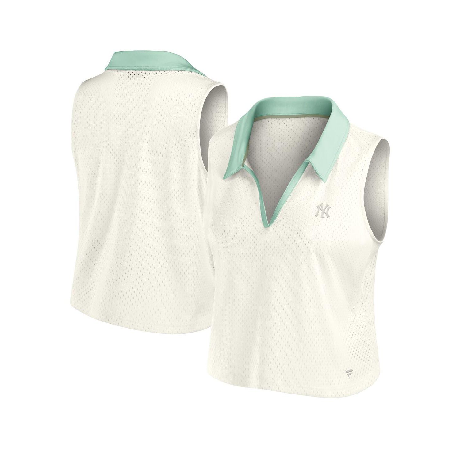 Women's Cream New York Yankees Studio Wellness V-Neck Tank Top