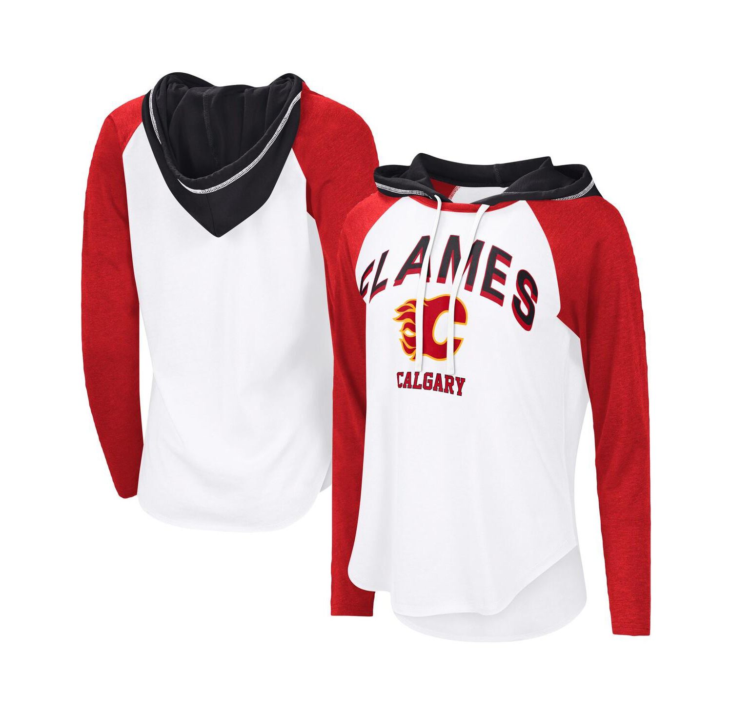 Women's White Calgary Flames VIP Raglan Long Sleeve Hoodie T-Shirt