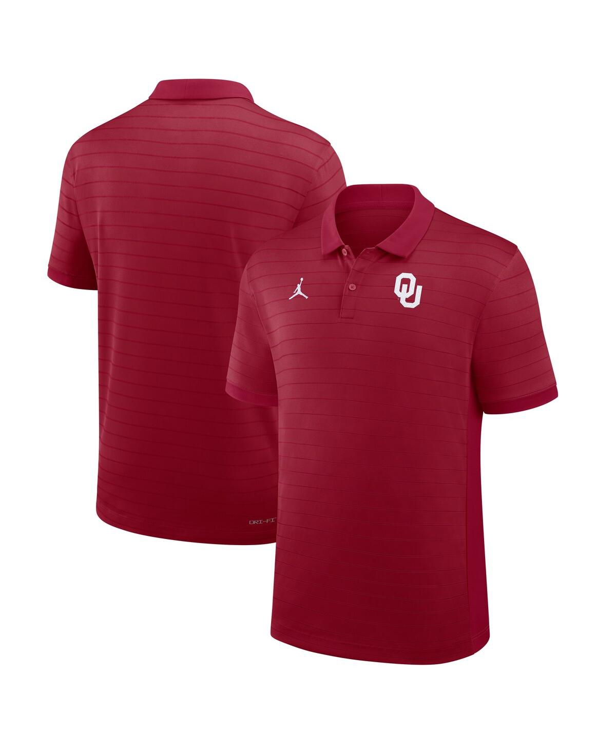 Men's Crimson Oklahoma Sooners 2025 Early Season Coaches Sideline Victory Stripe Performance Polo Shirt - Crimson