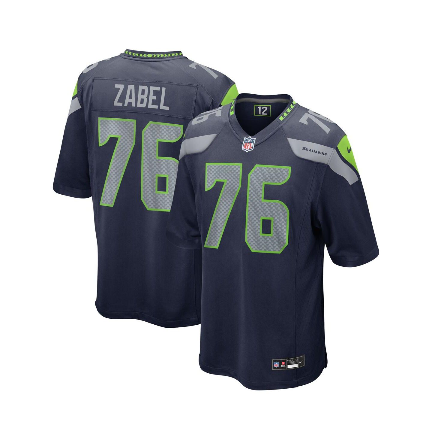 Мужской топ Nike Grey Zabel College Navy Seattle Seahawks 2025 NFL Draft First Round Pick Game Jersey — фото 1