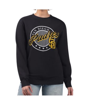 G-III 4Her by Carl Banks - Women's Black San Diego Padres Pinstripe Circle Team Fleece Pullover Sweatshirt