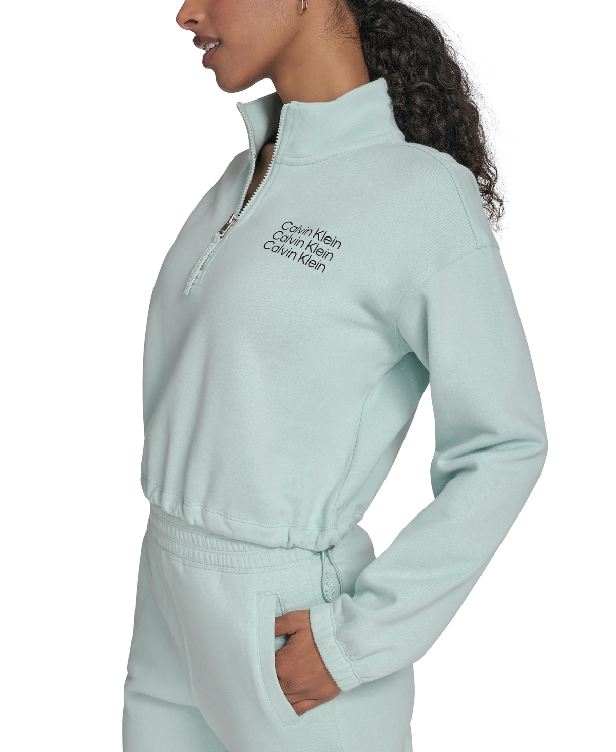 Calvin Klein Performance Women's Mini Triple Logo Fleece Half-zip Pullover Sweatshirt
