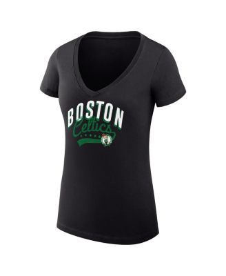 Women's Black Boston Celtics Filigree Logo V-Neck Fitted T-Shirt