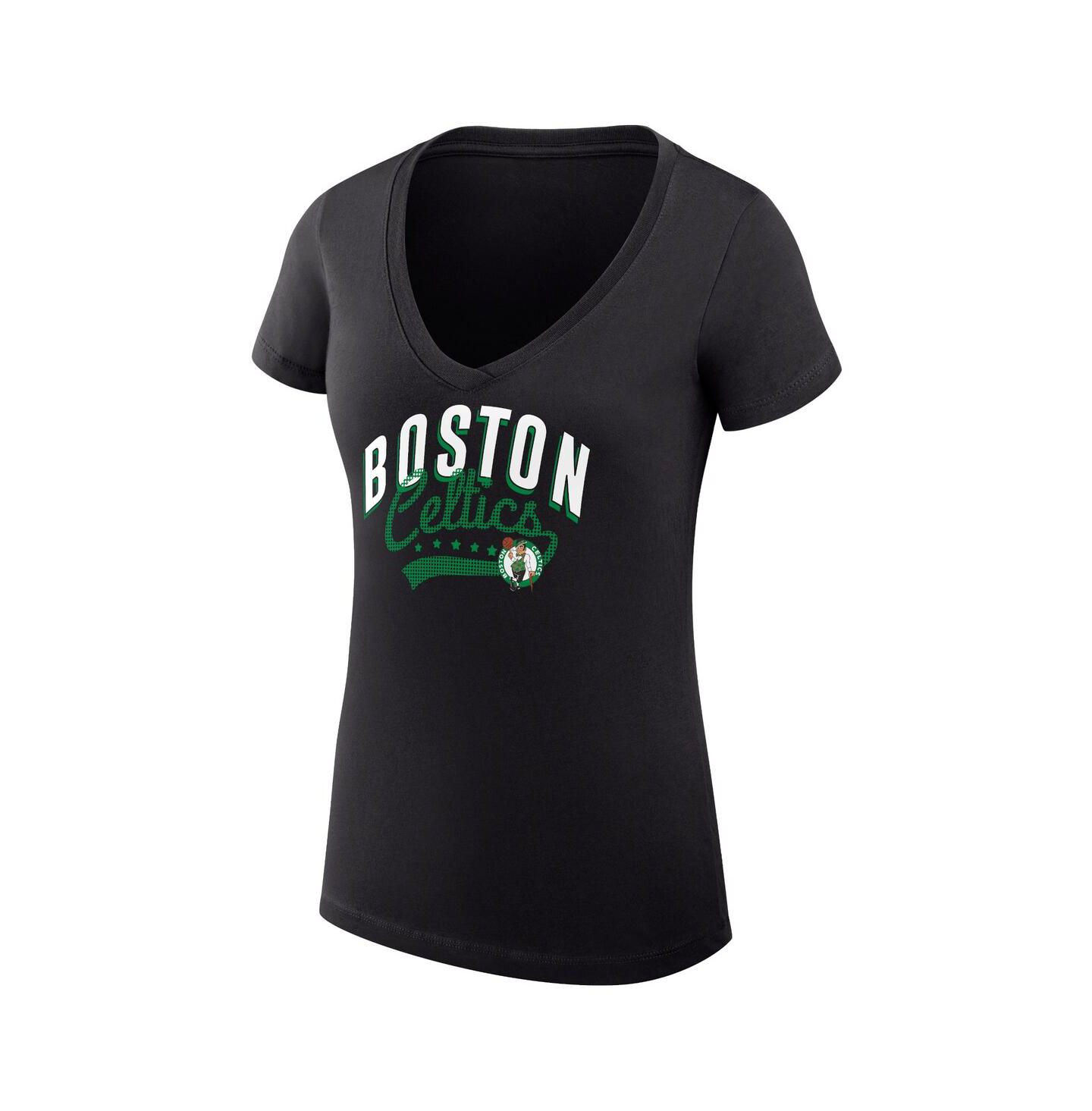 Женская футболка G-III 4Her by Carl Banks Black Boston Celtics Filigree Logo V-Neck Fitted — фото 2