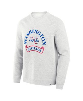 Men's Heather Gray Washington Capitals Banner Fleece Raglan Pullover Sweatshirt