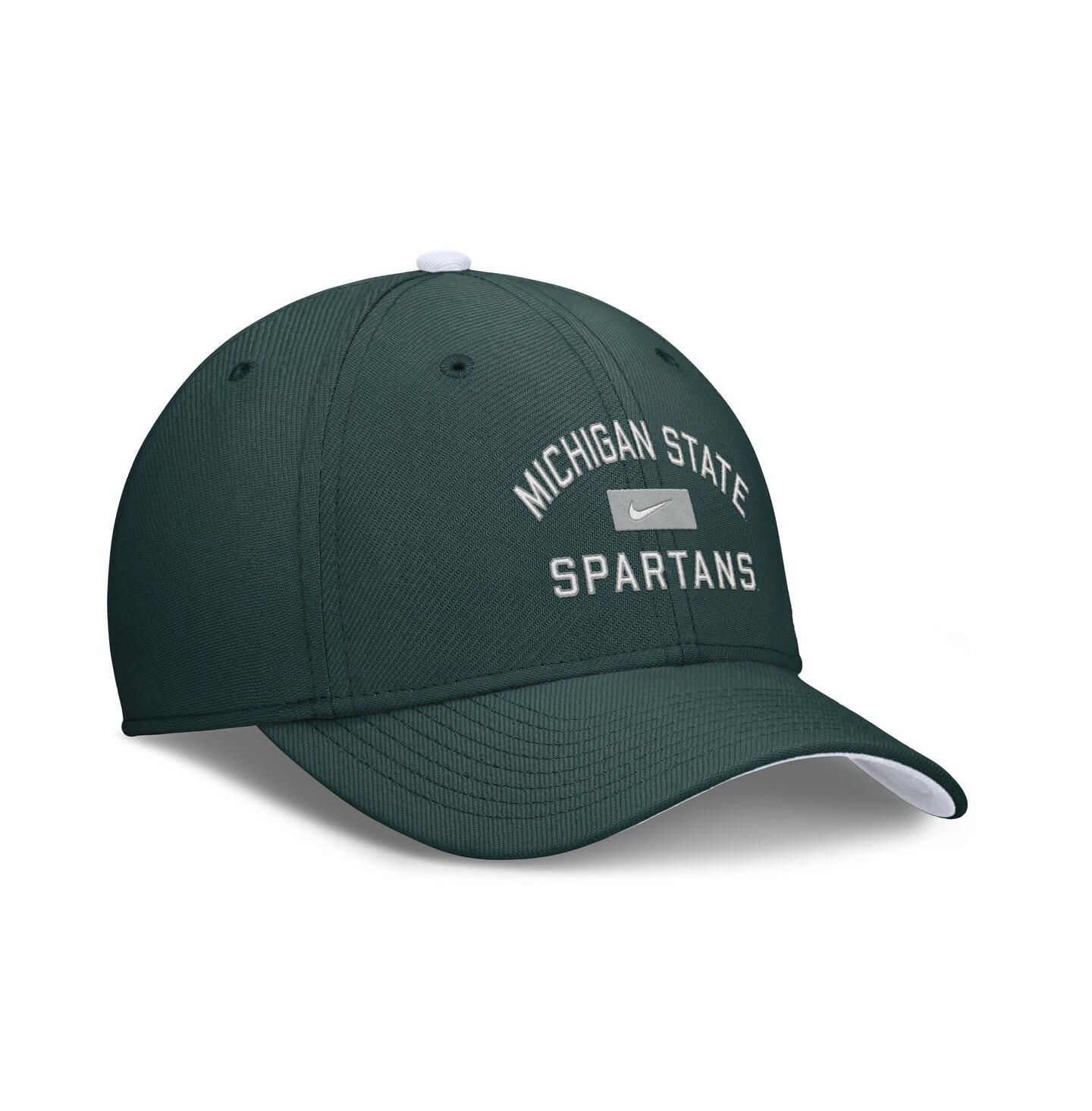 Мужская кепка Nike Green Michigan State Spartans Primetime Rise Swoosh Flex Hat — фото 3