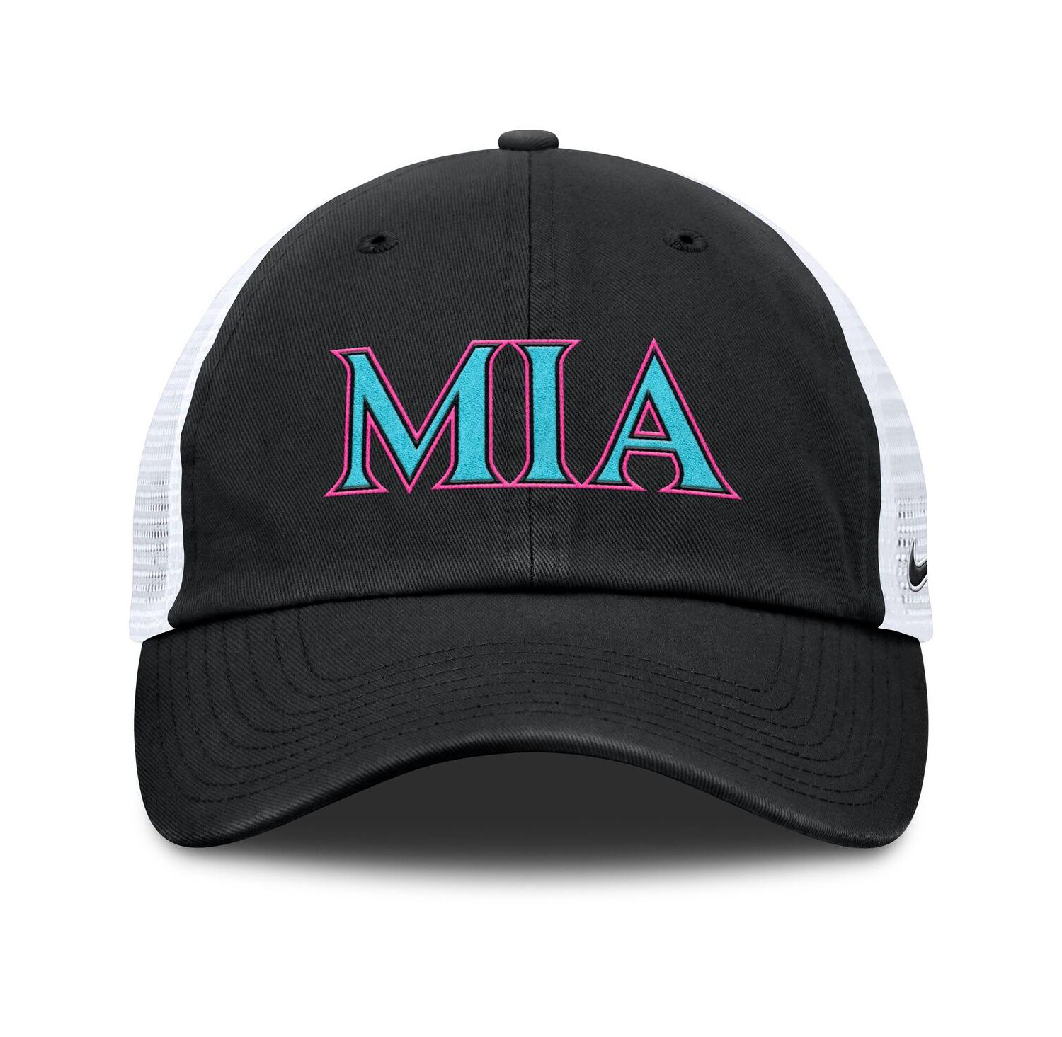 Men's and Women's Black/White Miami Marlins 2025 City Connect Trucker Adjustable Hat