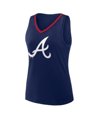 Women's Navy Atlanta Braves Stellar Win V-Neck Tank Top