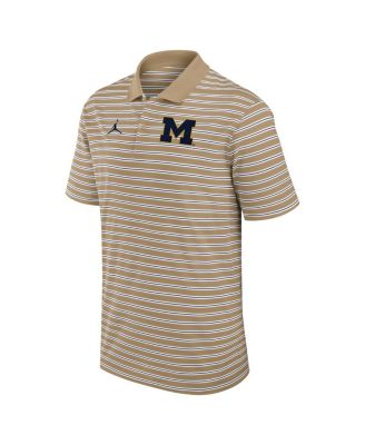 Men's Tan/White Michigan Wolverines Primetime Victory Striped Polo Shirt
