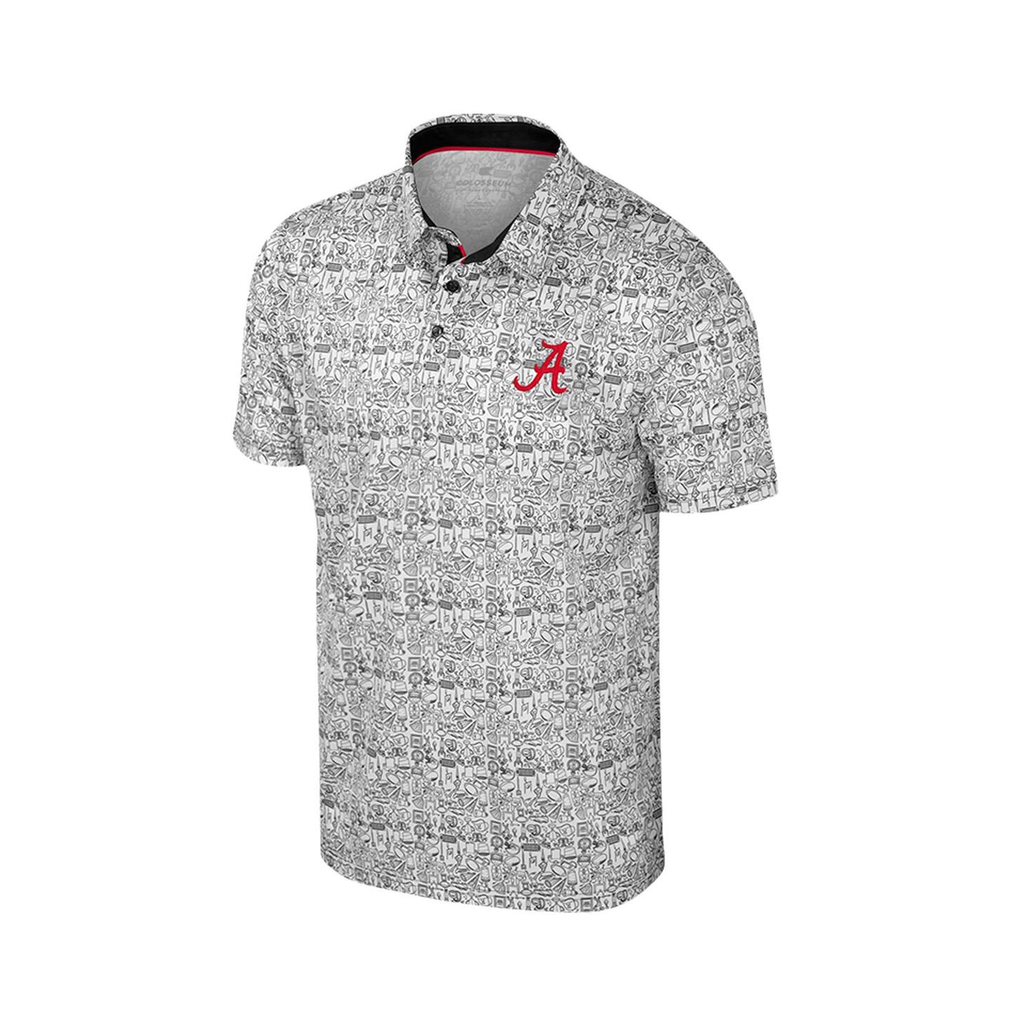 Мужское поло Colosseum White Alabama Crimson Tide Big & Tall It's Time Allover Printed Polo Shirt — фото 2