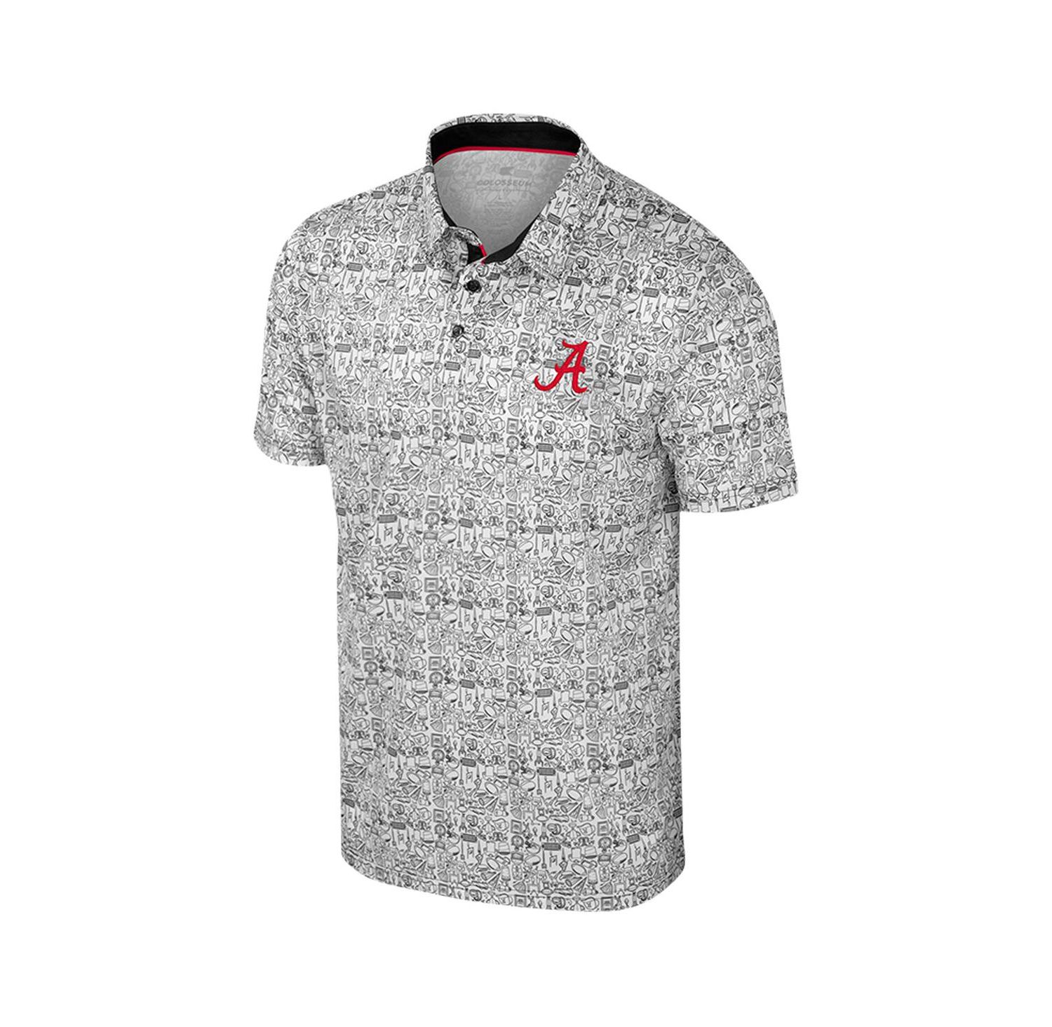 Men's White Alabama Crimson Tide Big & Tall It's Time Allover Printed Polo Shirt