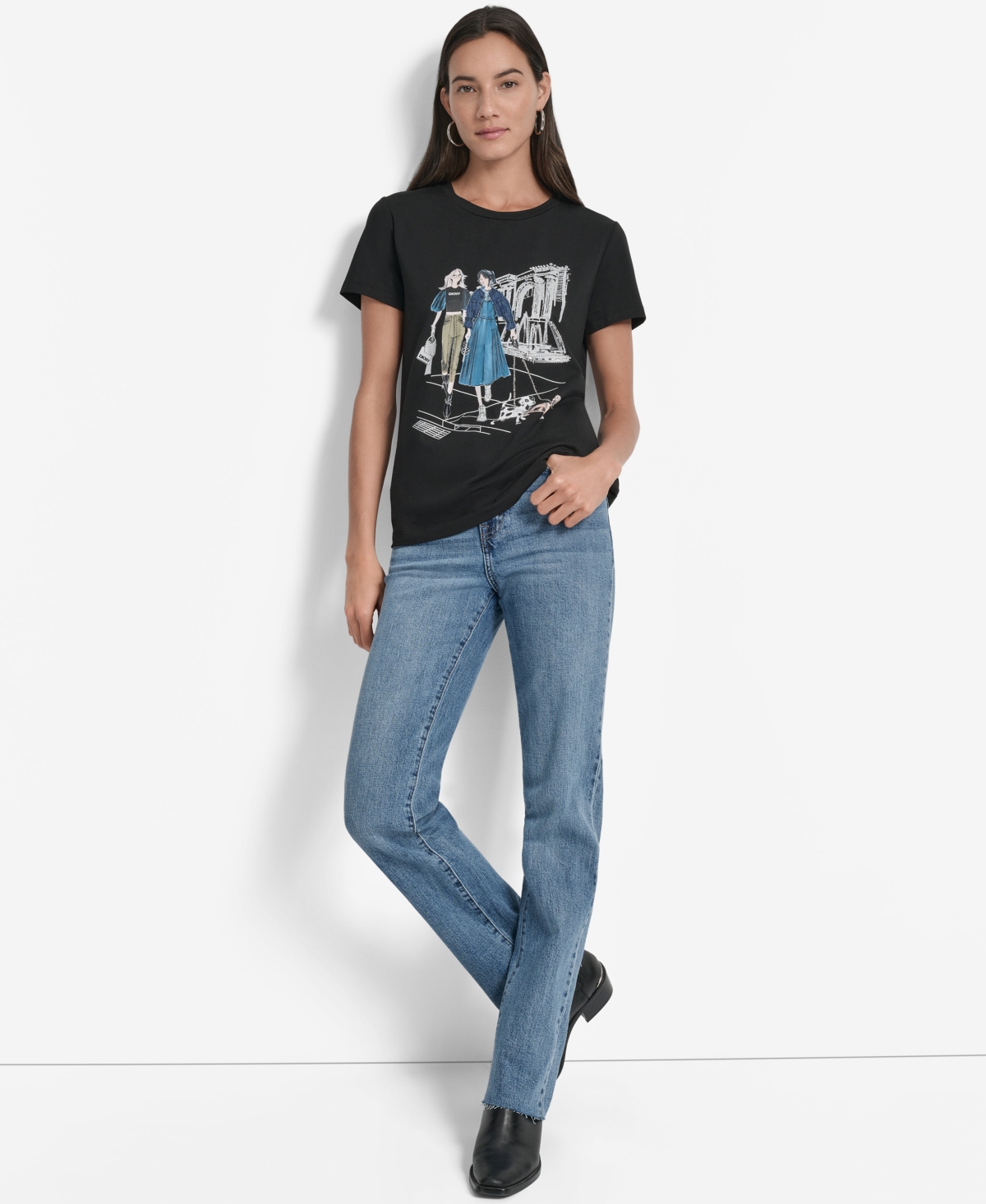 Dkny Met Museum Conversational Graphic T-shirt In Black