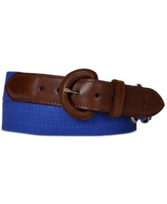 Men's Webbed Cotton & Leather Belt