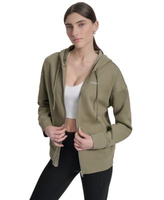 Women's Studded Mini-Logo Full-Zip Fleece Hoodie