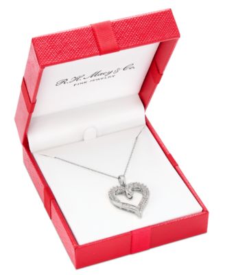 Diamond Twist Heart 18" Pendant Necklace (1/2 ct. t.w.) in 14k White Gold or 14k Yellow Gold, 18" + 2" extender, Exclusively at Macy's