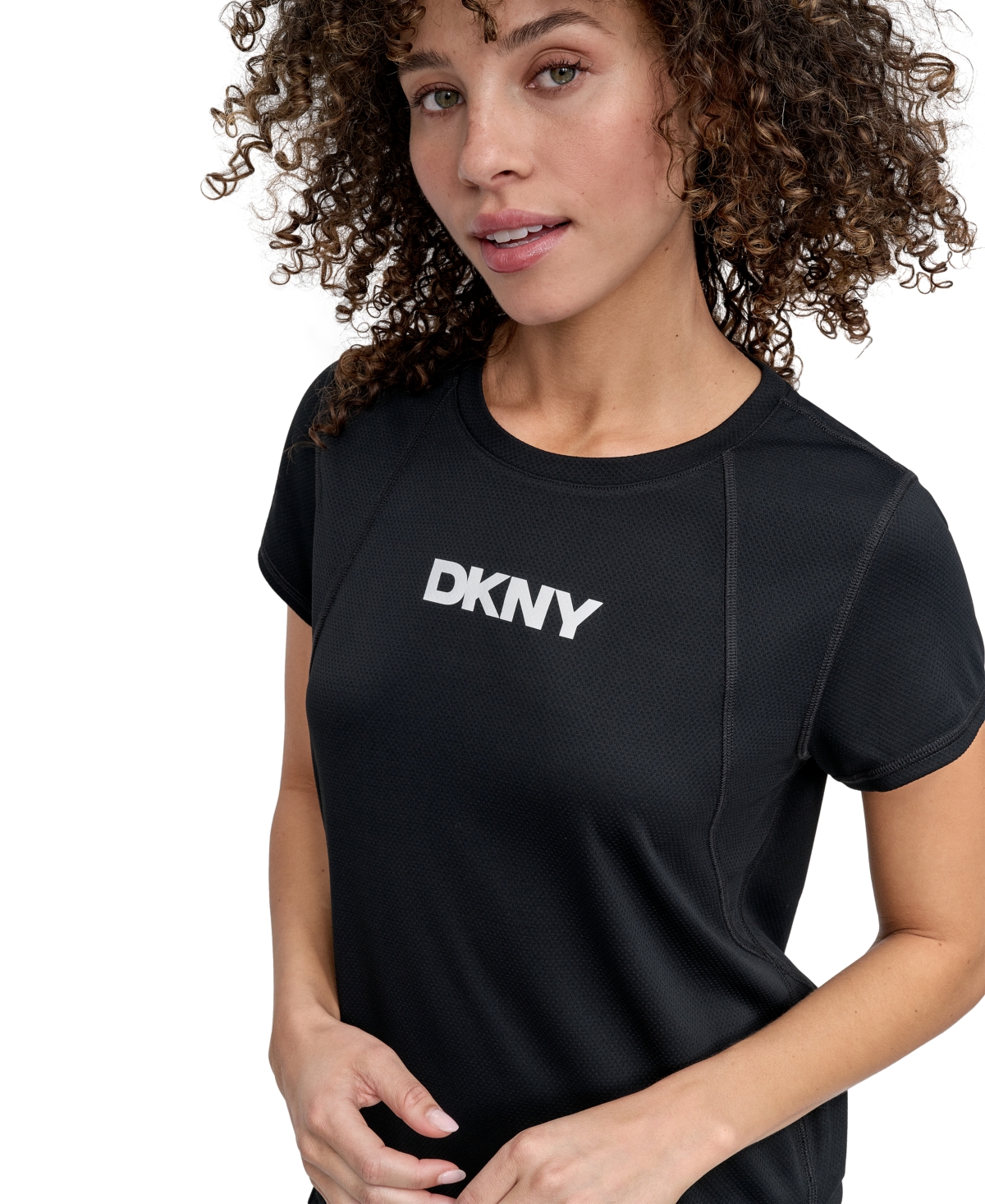 Dkny Sport Women's Tech Logo Raglan-sleeve T-shirt In Black