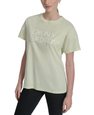 DKNY - Women's Rhinestone-Logo Drop-Shoulder T-Shirt