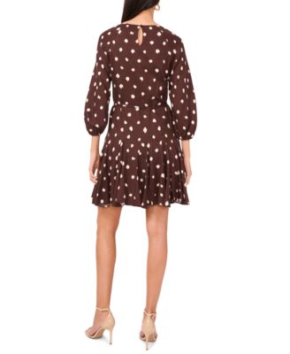 Women's 3/4-Sleeve Dot Mini Dress