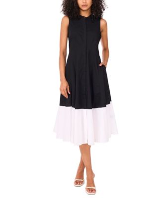 MSK - Women's Cotton Sleeveless Shirtdress