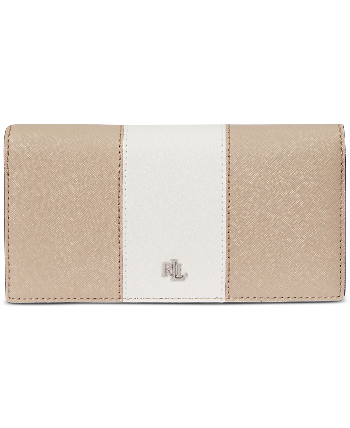 Ralph Lauren Crosshatch Leather Slim Snapped-closure Wallet In Neutral