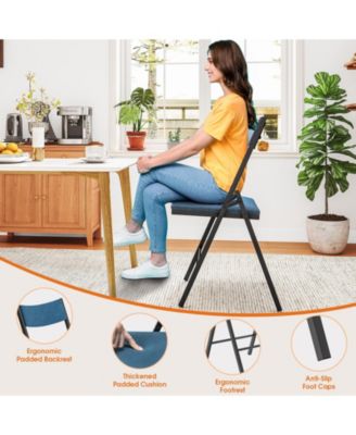 4-Pack Padded Folding Chair Set with Cushioned Seat & Backrest for Home, Office, Dining, or Events