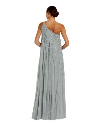 Women's One Shoulder Embellished Trapeze A Line Gown
