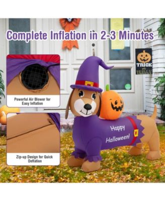 5 Feet Long Halloween Inflatable Dachshund Dog with Pumpkin