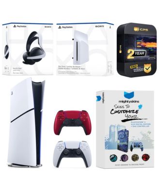 PlayStation 5 Slim Digital Bundle with Disc Drive, Extra Controller, Pulse Elite Headset, MightySkins Voucher and 2 Year Extended Warranty - Midn