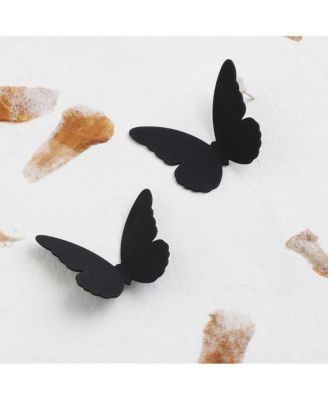 Women's Black  Minimal Butterfly Stud Earrings