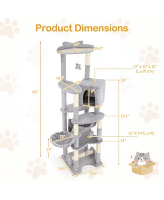 69 Inch Multi-level Cat Tree with Top Perch and Cozy Condo