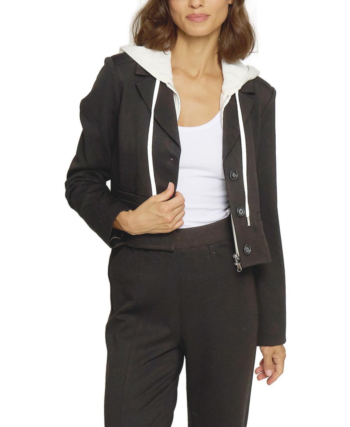 Central Park West Women's Cropped Fitted Dickey Jacket