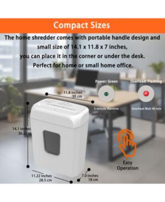 Quiet Cross-Cut Shredder, Ideal for Home Offices, Low-Noise Shredder, 6 Sheets at Once, Perfect for documents, Mail & Staples, 3.4-Gallon Wastebasket, Easy-Carry Handle, White