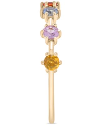 Lab Grown Multicolor Sapphire Thin Ring (5/8 ct. t.w.) in 14k Gold over Sterling Silver