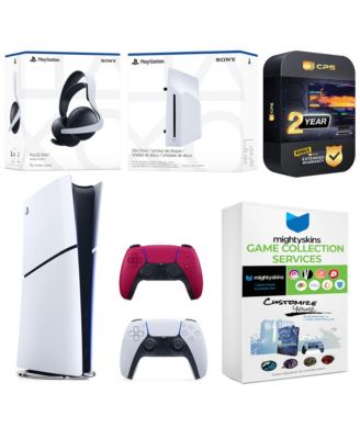 PlayStation 5 Slim Digital Bundle with Disc Drive, Extra Controller, Pulse Elite Headset, MightySkins Game Collection and 2 Year Extended Warrant