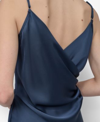 dkny サテン　レーヨン DKNY Women's Satin Cowlneck Sleeveless Slip Dress - Macy's