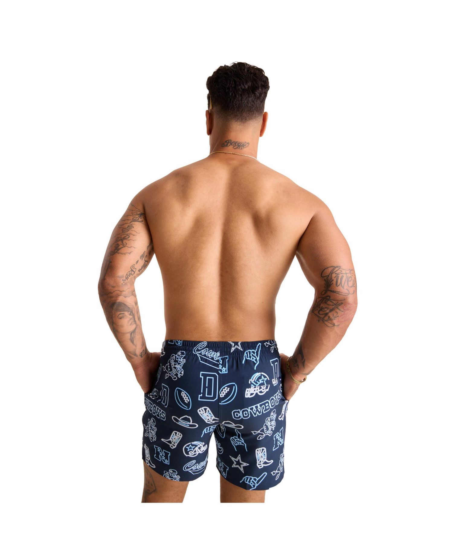 Men's 5.5" Navy Dallas Cowboys The Neon Lined Classic Swim Trunks