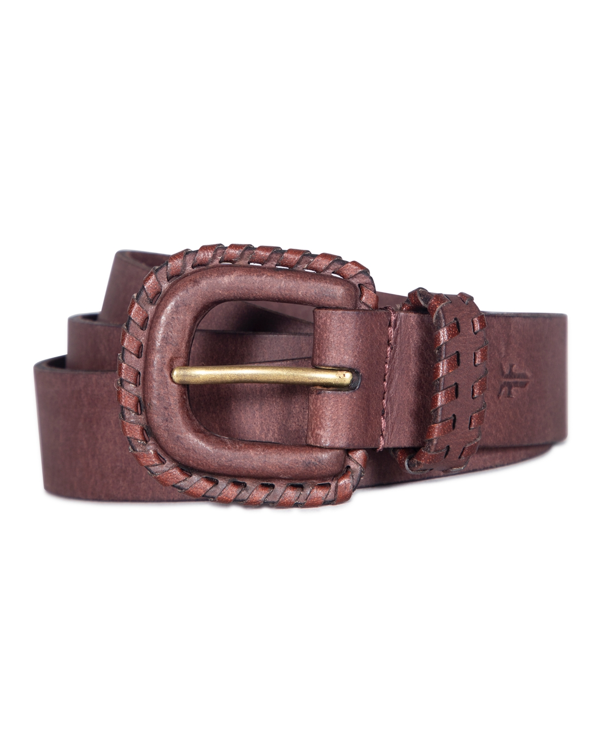 Women's Covered Buckle Leather Lacing Belt - Brown