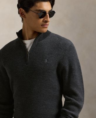 Men's Washable Wool Quarter-Zip Sweater
